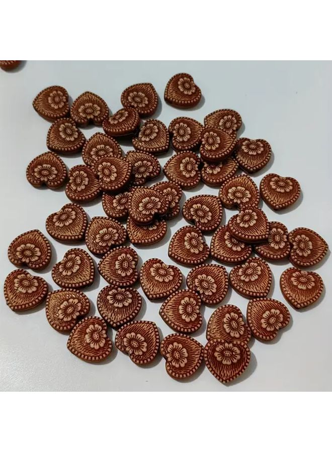 قهوة فاتحة 15 قطعة خرز أكريليك خشبي كلاسيكي طباعة قلب حرف يدوية تصميم سوار صنع المجوهرات - Image 1